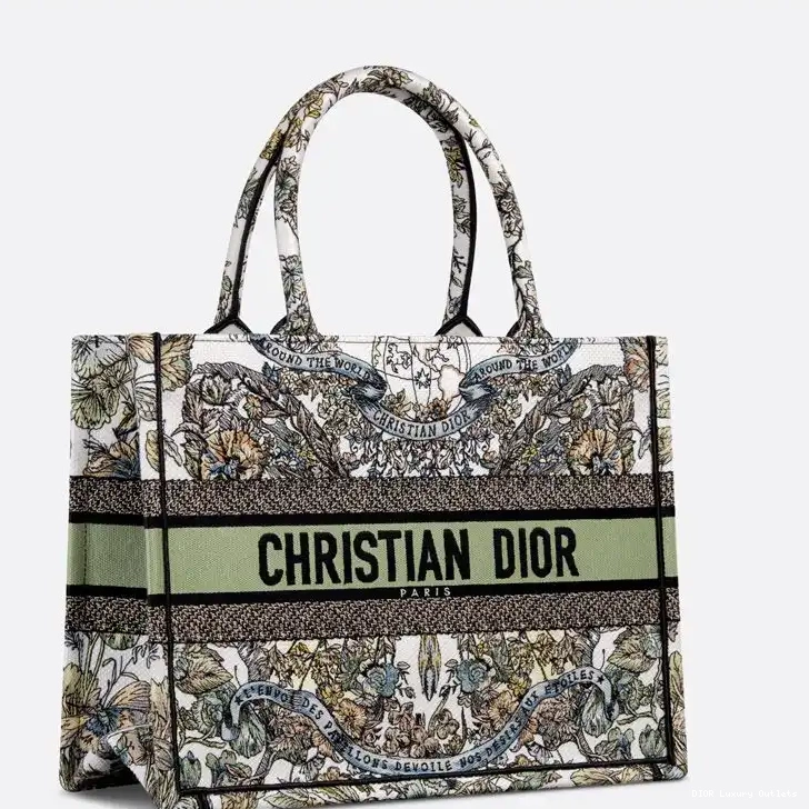 Cheap Tote Canvas Butterfly Book Dior Motif White The World Green Around 0430 Luxury